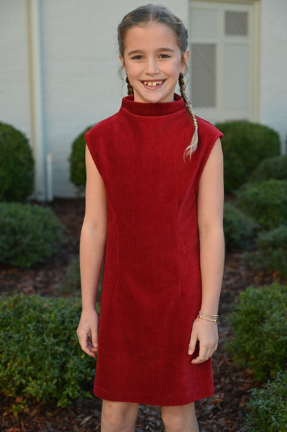 Pleat Girls Dresses Pleat Jenny Dress - Red Velour
