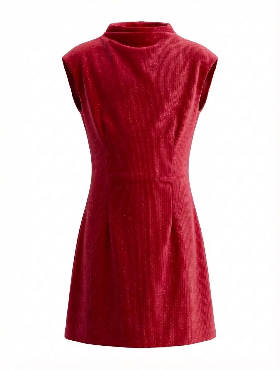 Pleat Girls Dresses Red Velour / 7 Pleat Jenny Dress - Red Velour
