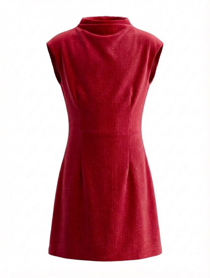 Pleat Girls Dresses Red Velour / 7 Pleat Jenny Dress - Red Velour