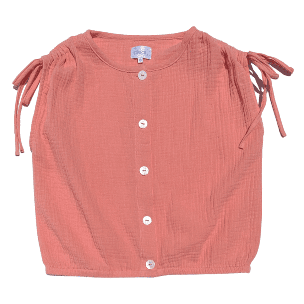 Pleat Maggie Top Coral Gauze