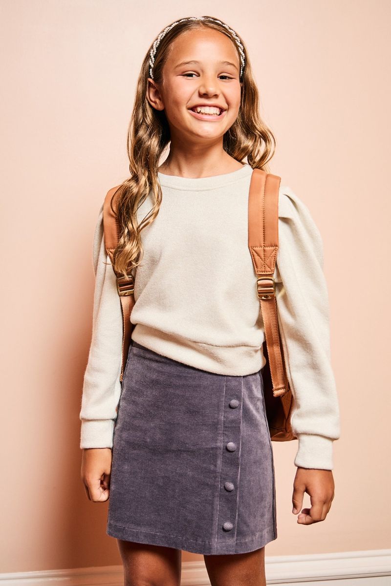 Pleat Girls Shirts Pleat Peyton Top - Snowflake Shimmer