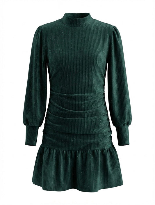 Pleat Girls Shirts Dark Green Velour / 7 Pleat Serena Dress - Dark Green Velour