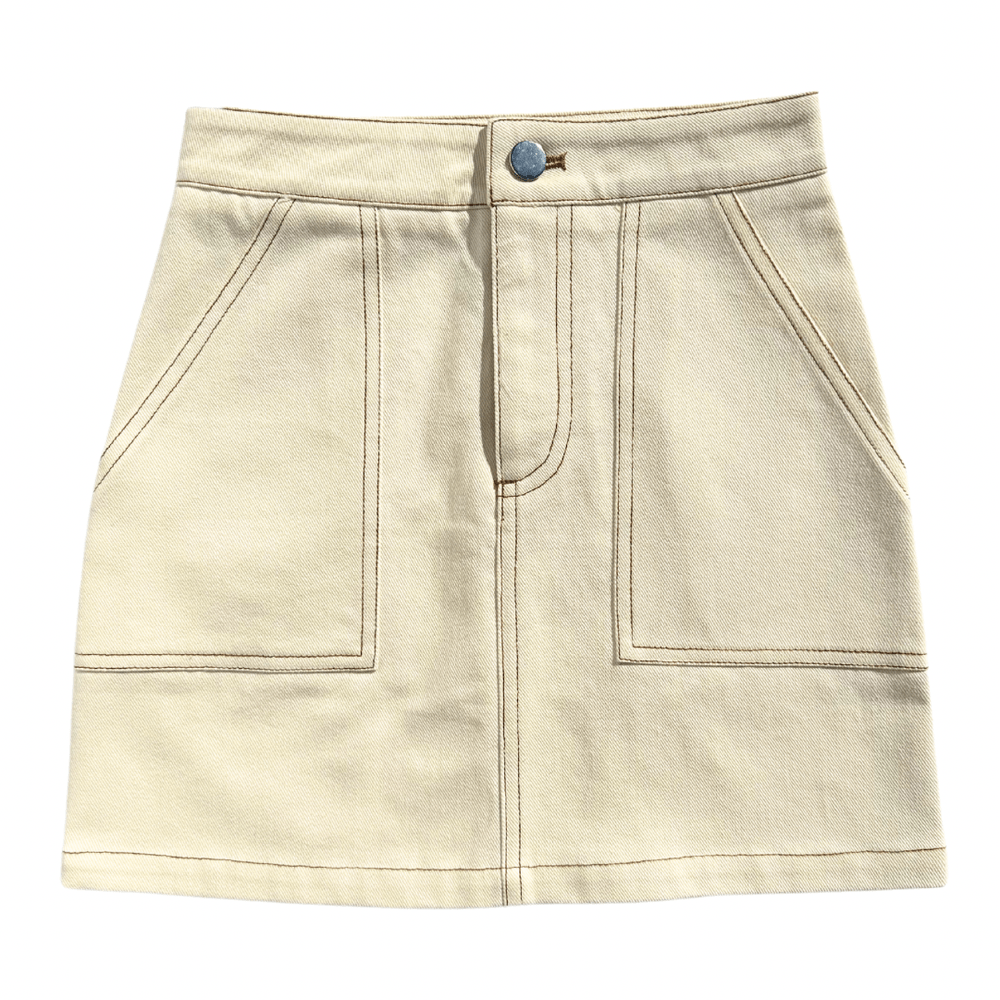 Pleat Girls Apparel / Skirts / Tween 7 / Cream & Tan Pleat Sydney Skirt Cream/Tan