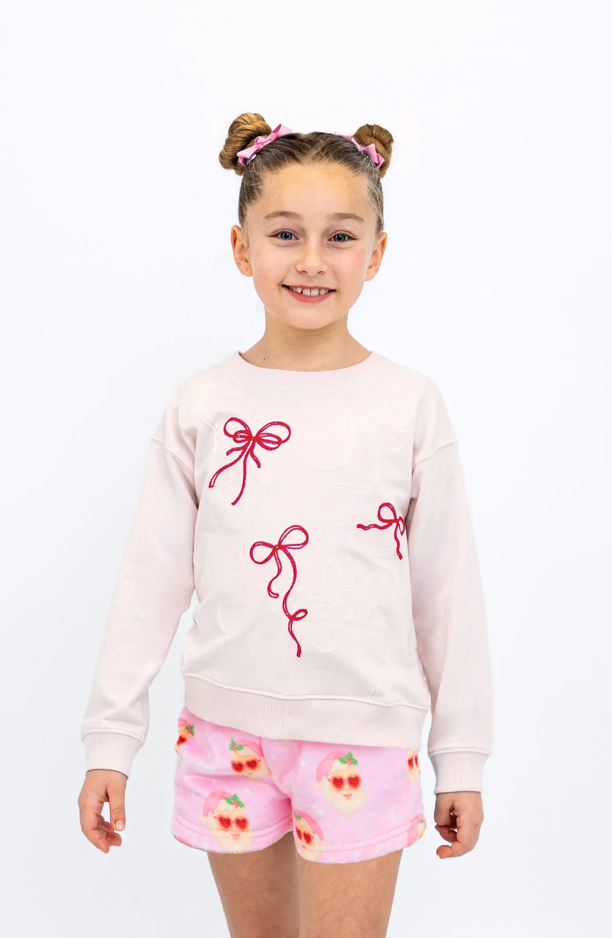 Preppy Goose Preppy Goose Girls Embroidered Bows Sweatshirt