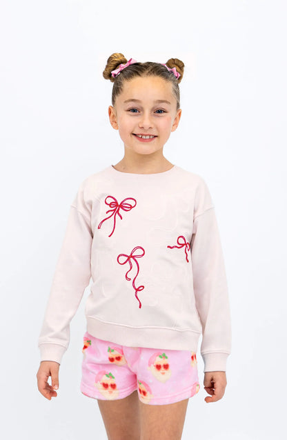 Preppy Goose Preppy Goose Girls Embroidered Bows Sweatshirt
