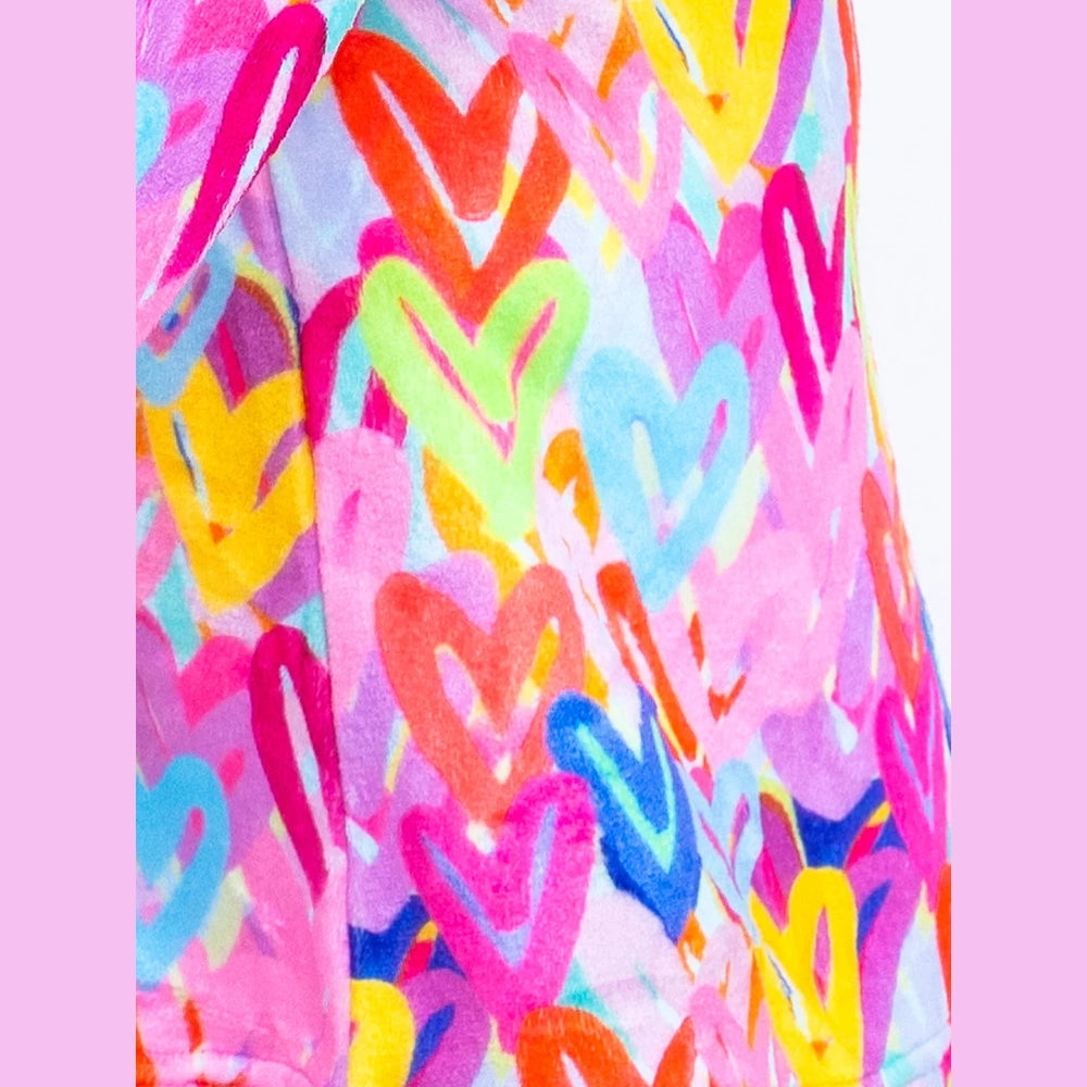 Preppy GoosePreppy Goose Girls Plush Graffiti Hearts Loungewear ShortsBabysupermarket