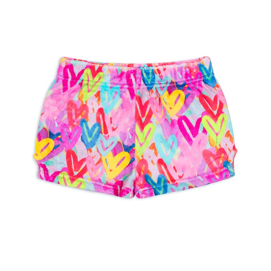 Preppy GoosePreppy Goose Girls Plush Graffiti Hearts Loungewear ShortsBabysupermarket