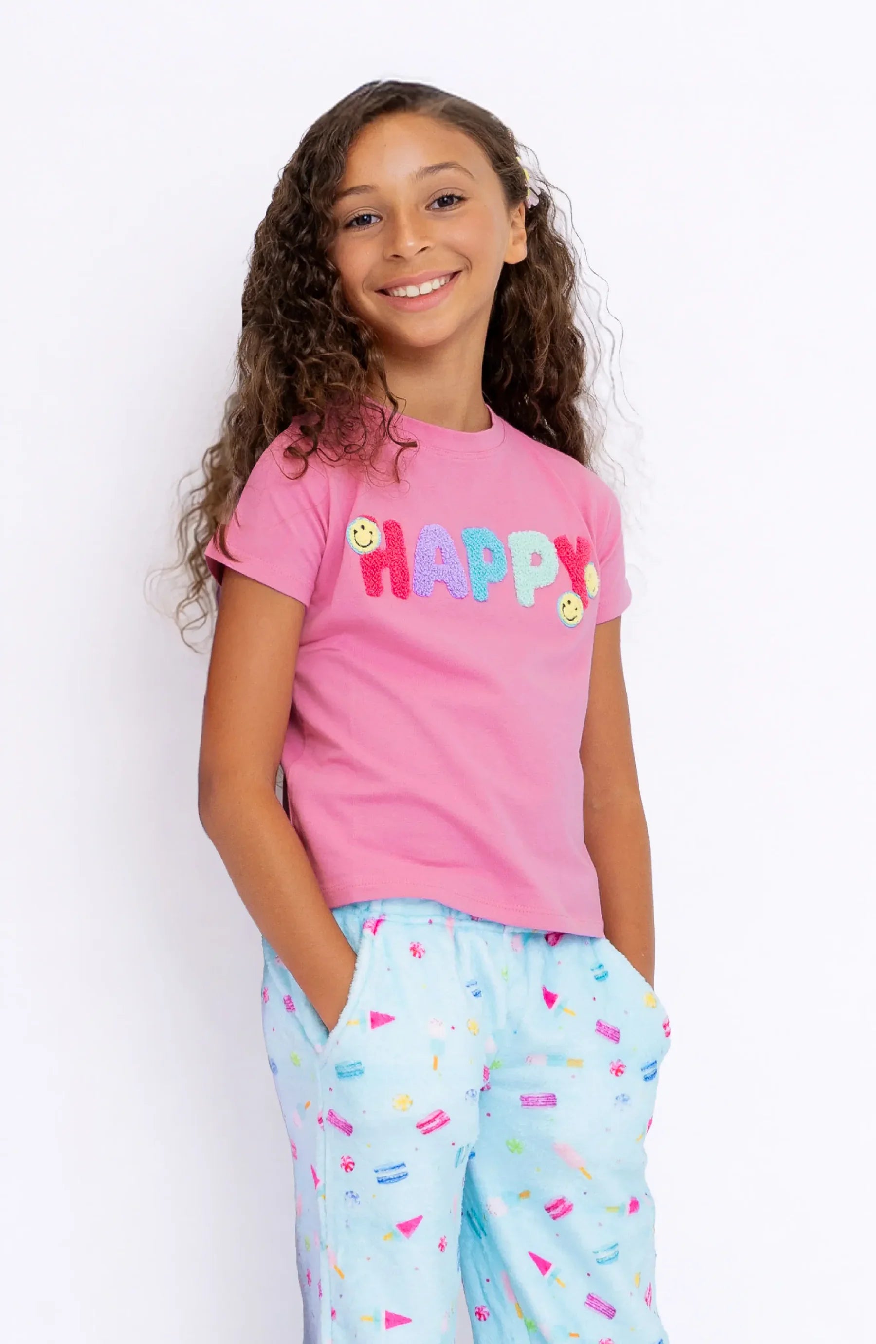 Preppy Goose Preppy Goose Happy Applique Short Sleeve T-Shirt