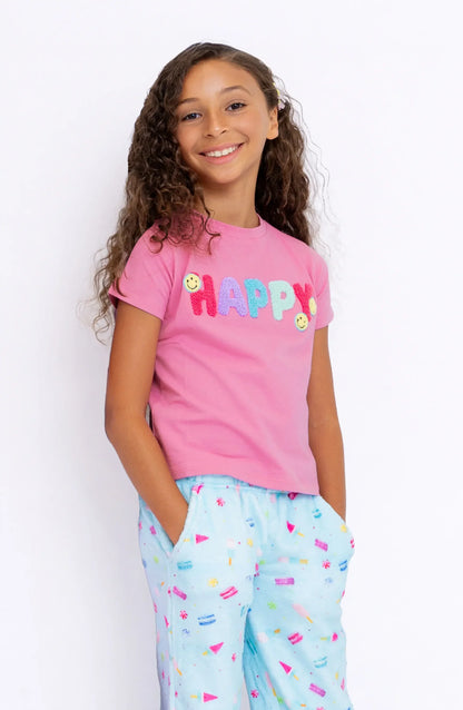 Preppy Goose Preppy Goose Happy Applique Short Sleeve T-Shirt