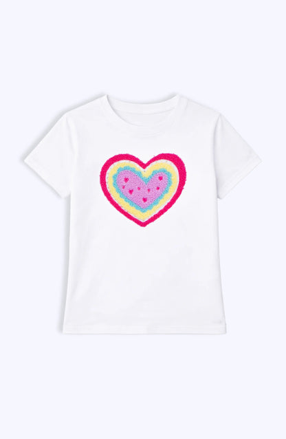 Preppy Goose White / 6/6X Preppy Goose Heart Applique Short Sleeve T-Shirt
