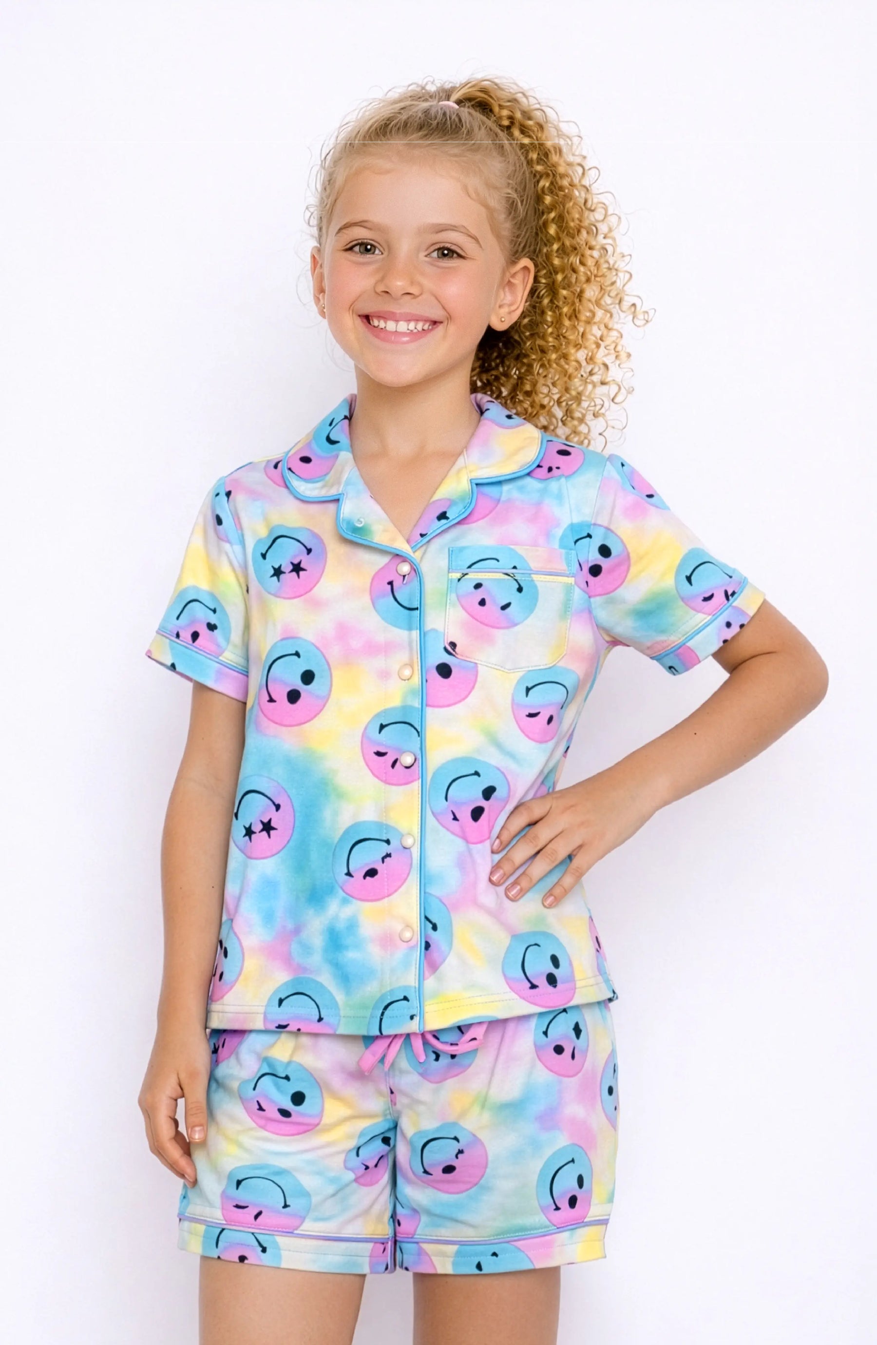 Preppy Goose Preppy Goose Smiley Face Jersey Short Sleeve PJ Set