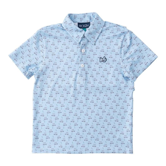 Prodoh Toddler Powder Blue / 2 Toddler PRODOH Boys' Short Sleeve Pro Performance Polo in Powder Blue Golf Cart Print