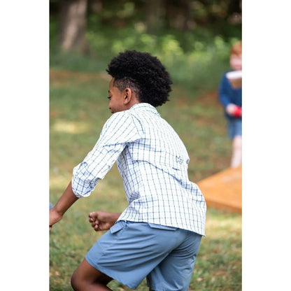 Prodoh Toddler PRODOH Founders Kids Fishing Shirt in Posy Green Powder Blue Windowpane