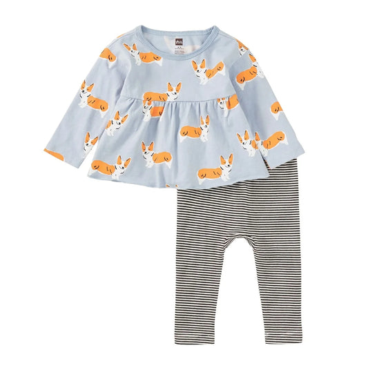 Tea Collection Cutie Corgis Peplum Two Piece Set