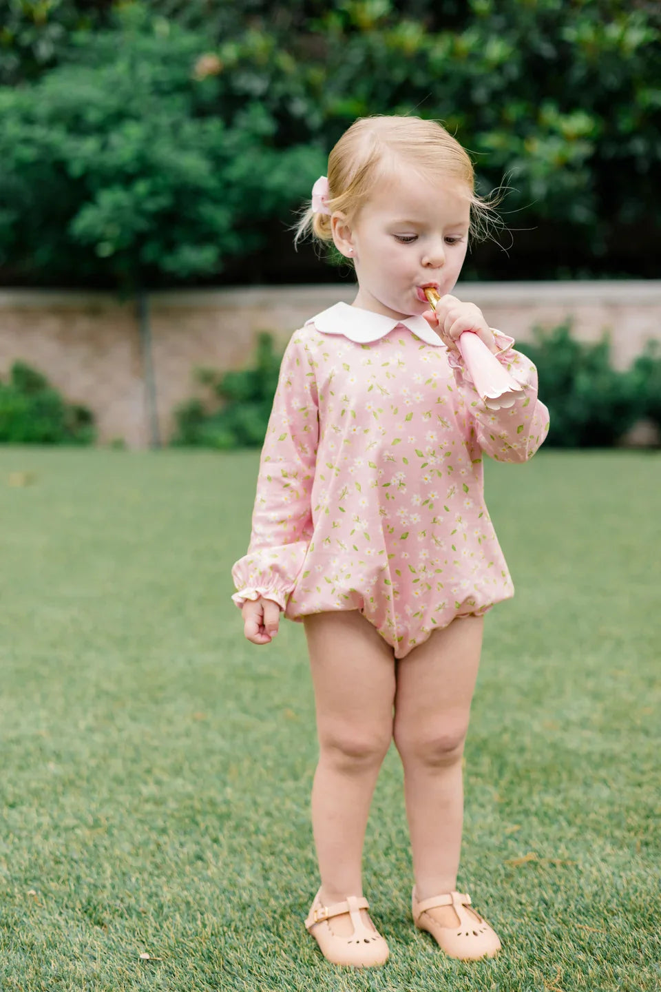 Proper Peony Infant Girl Proper Peony Long Sleeve Bubble - Pink Petal