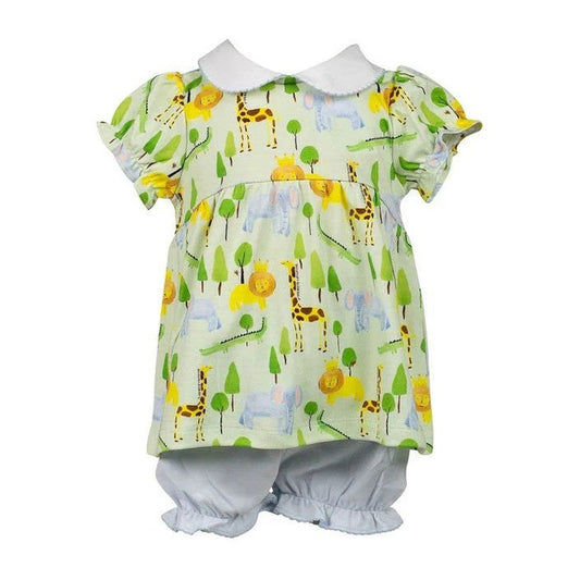 Proper Peony Girls Apparel / Playsets / Infant Zoo Animals / 12 Mo Proper Peony Savannah Zoo Animals Bloomer Set