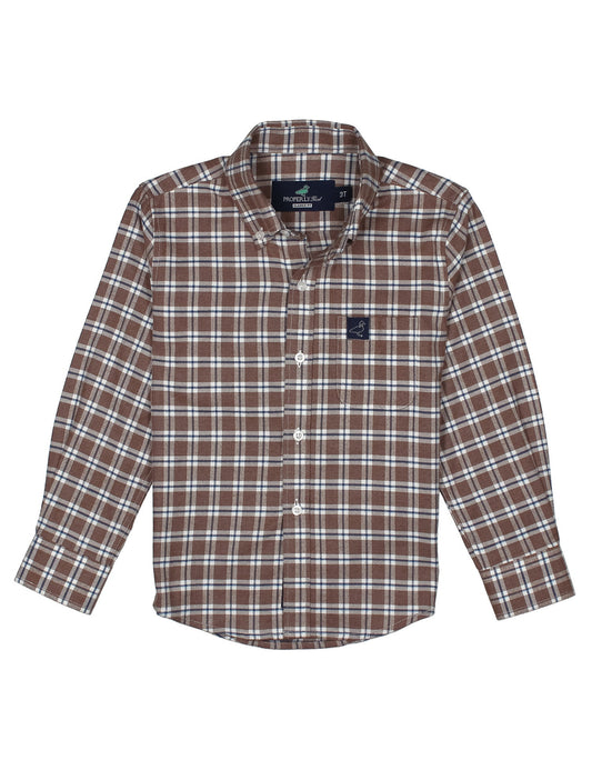 Properly Tied Boys Apparel / Shirts / Kids Saddle / 4 Toddler Properly Tied Boys Classic Flannel - Saddle