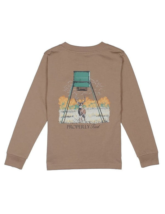 Properly Tied Boys Shirts Deer Feeder Walnut / 2 Toddler Properly Tied Boys Deer Feeder Long Sleeve T-Shirt Walnut