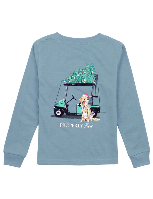 Properly Tied Steel Blue / 2 Toddler Properly Tied Boys Santa's Caddy Long Sleeve T-Shirt
