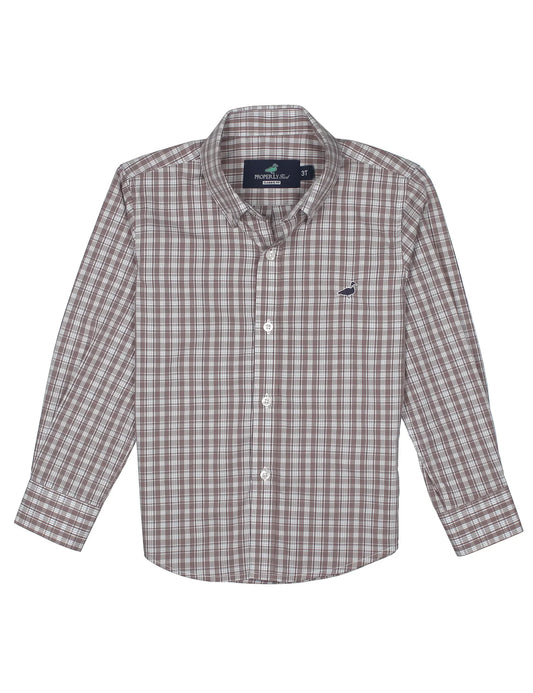 Properly Tied Boys Apparel / Shirts / Kids Cobblestone / 4 Toddler Properly Tied Boys Seasonal Sportshirt - Cobblestone