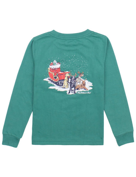 Properly Tied Teal / 2 Toddler Properly Tied Boys Sleigh Dogs Long Sleeve T-Shirt