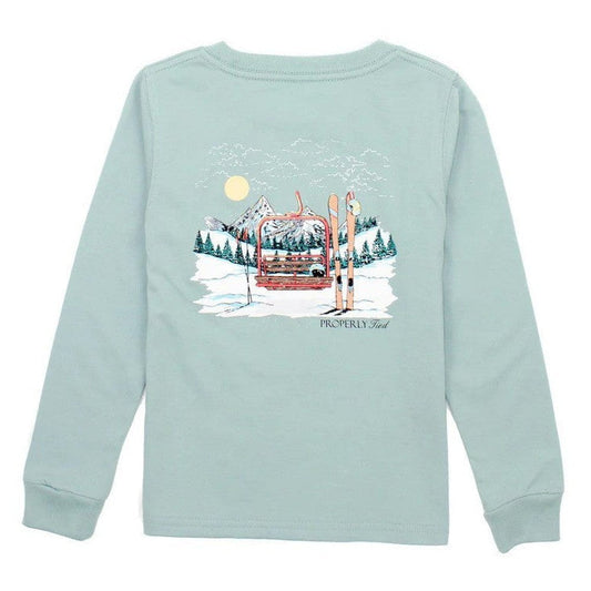 Properly Tied General Marine Mist / 2 Toddler Properly Tied Ski Lift Long Sleeve T-Shirt