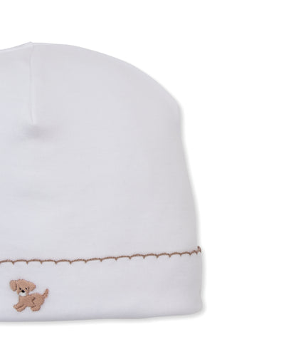 Kissy Kissy Premier Puppy Paws Embroidered Hat White w/Brown Trim