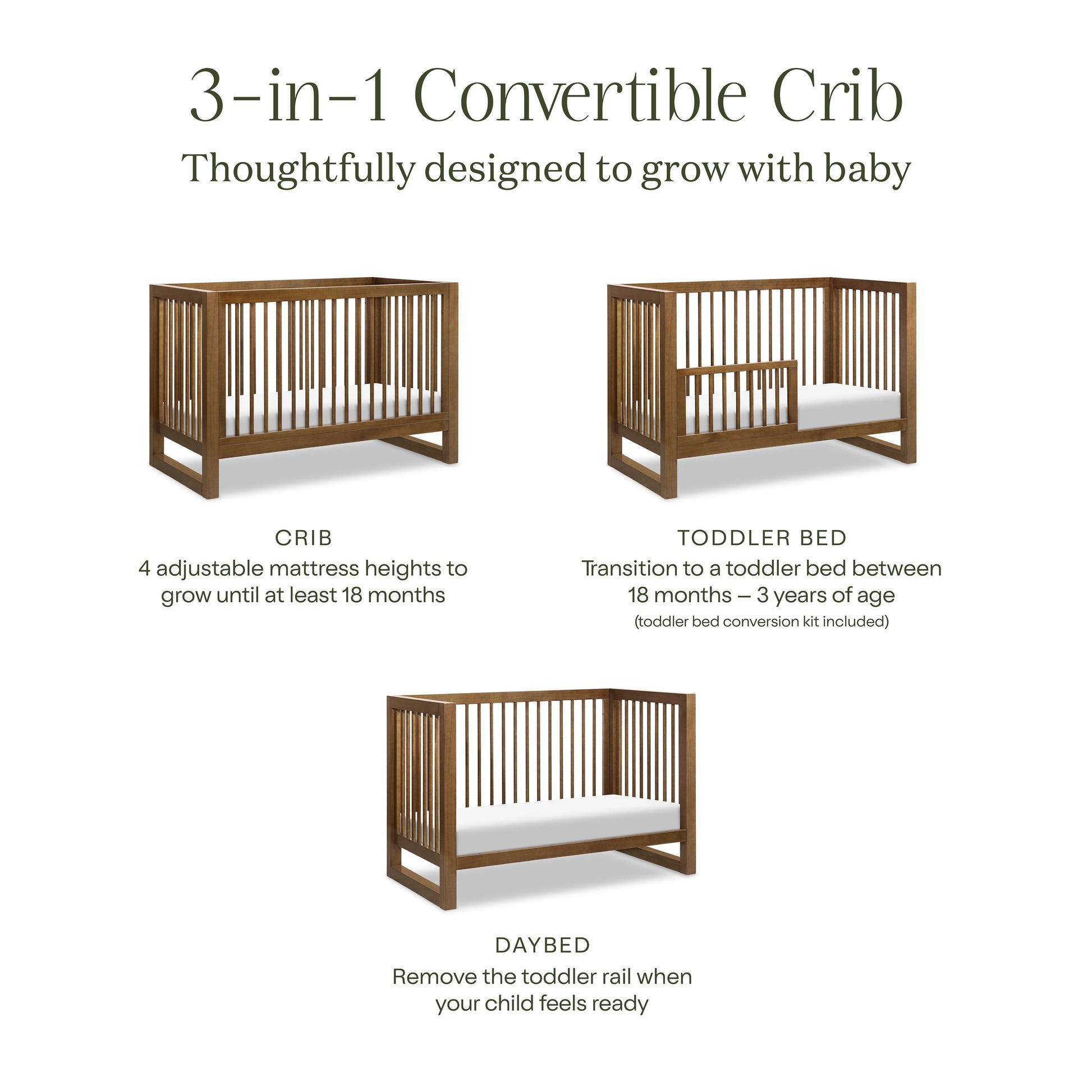 Namesake Nantucket 3-in-1 Convertible Crib with Toddler Bed Conversion Kit