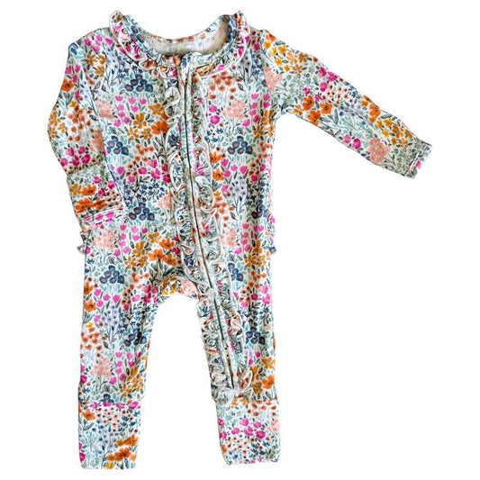 Rockin Royalty Mayze Mini Floral Zip Footie babysupermarket