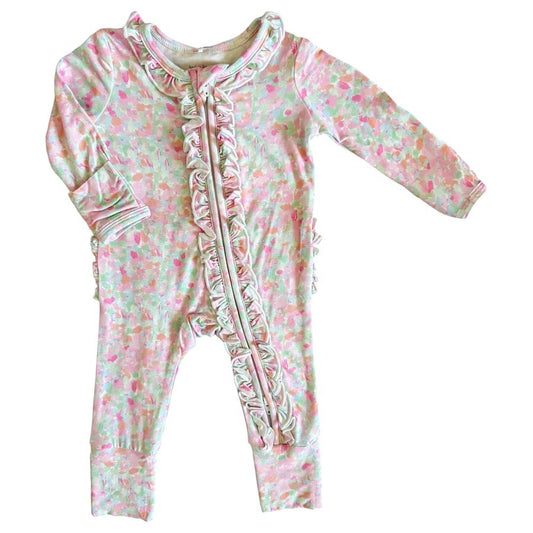 Rockin Royalty Whitley Watercolor Zip Footie babysupermarket