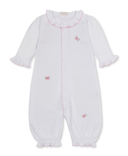 Kissy Kissy Embroidered Rose Convertible Gown White w/Pink Trim