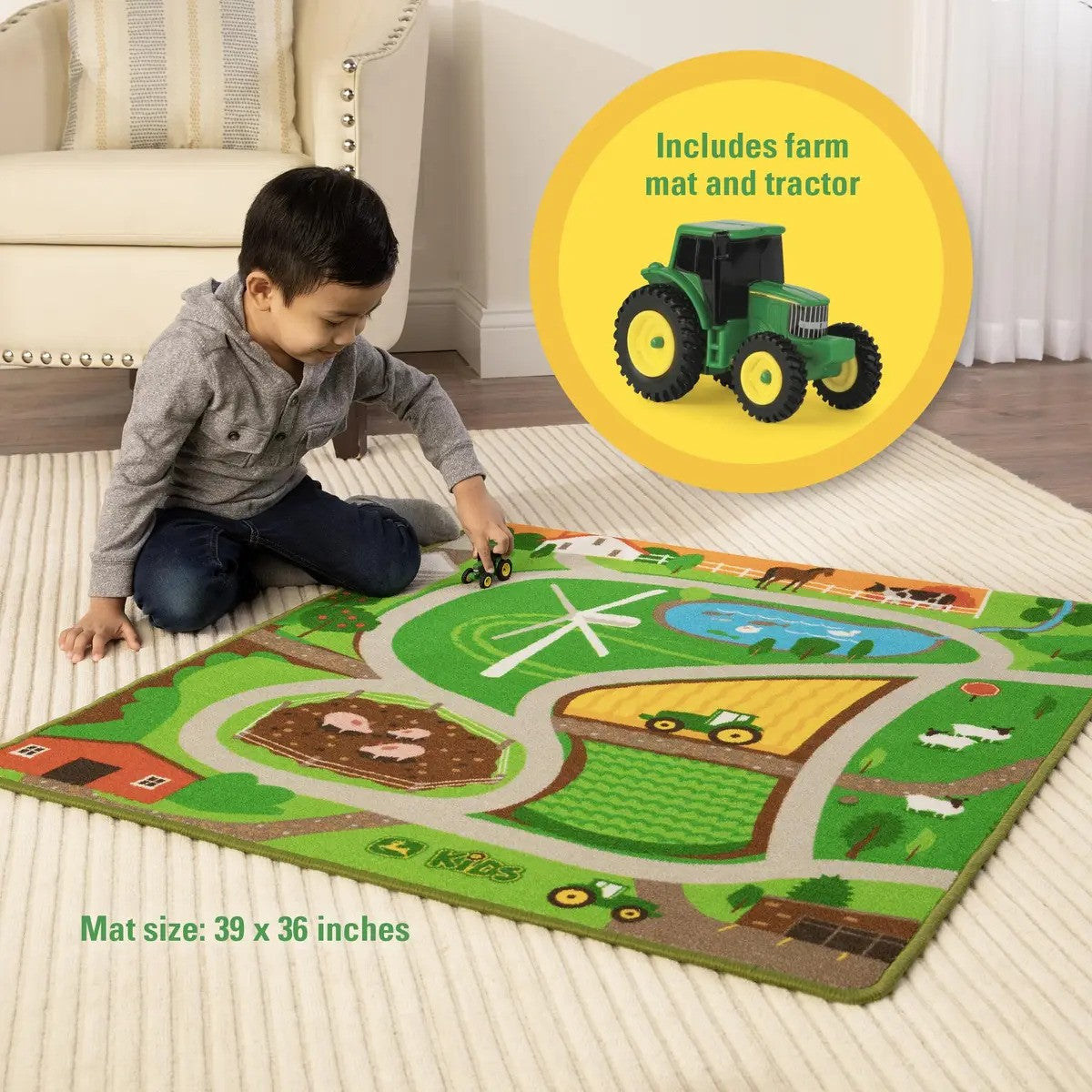 Tomy John Deere Rug Playmat and Vehicle Set