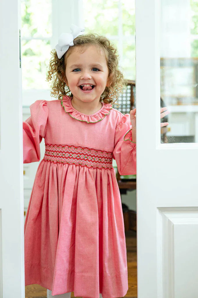 smock dress christmas Ruth & Ralph Ruth & Ralph Festive Charlotte Long Sleeve Red / 18 Mo Size:Child 6 Dress up for winter Price_Above $200 CELINE / A Line