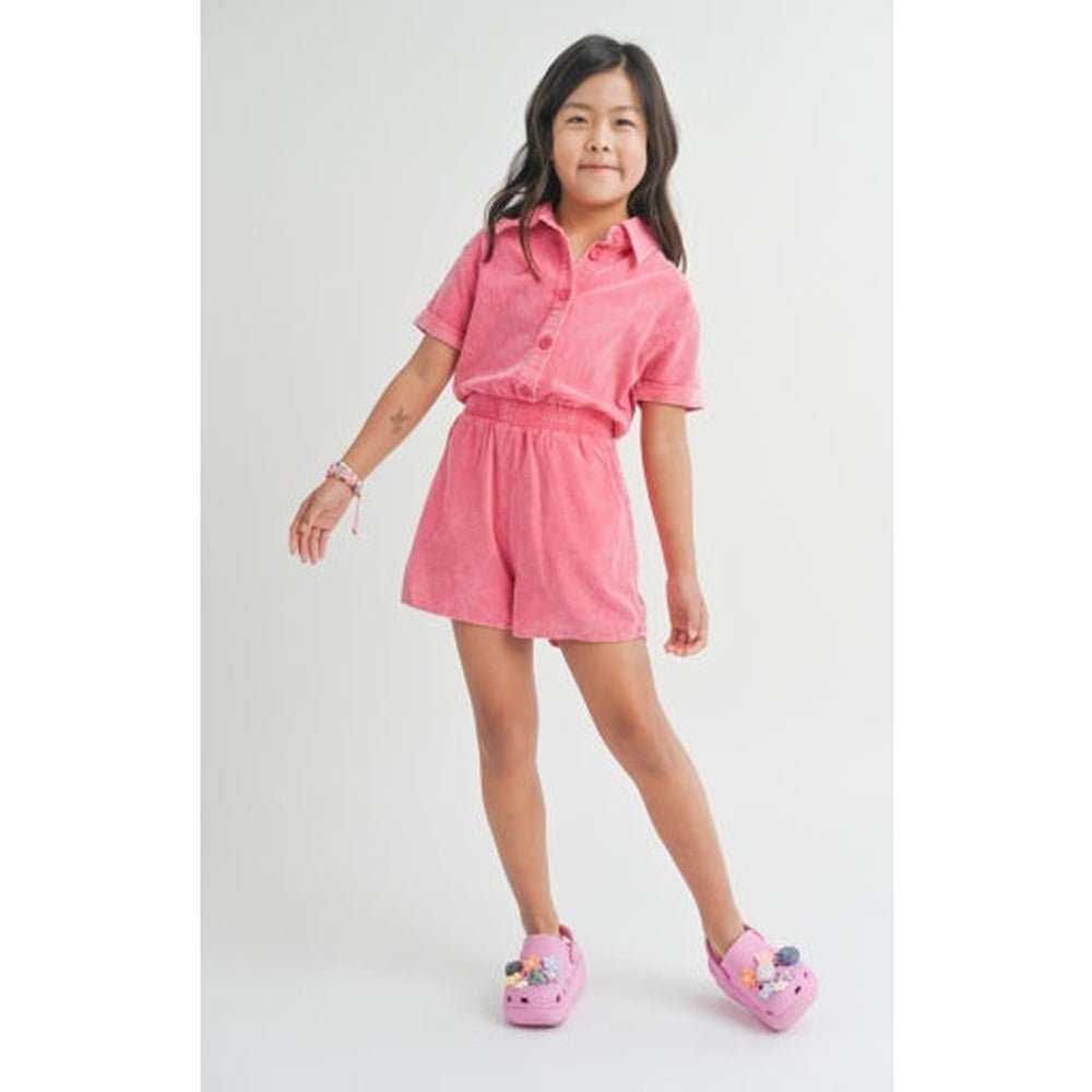 Sadie & Sage Tween 8-Jul / HOT PINK / FW24 Sadie & Sage Tween Big Heart Corduroy Romper