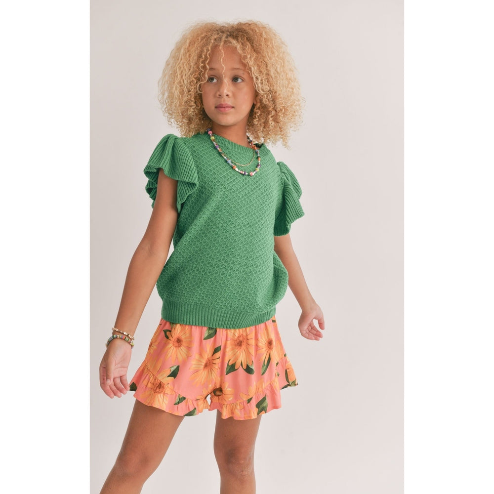 Tween Wearing Less Sadie & Sage Tween Wear Happy Ruffle Sleeve Sweater - For Tweens and ...
