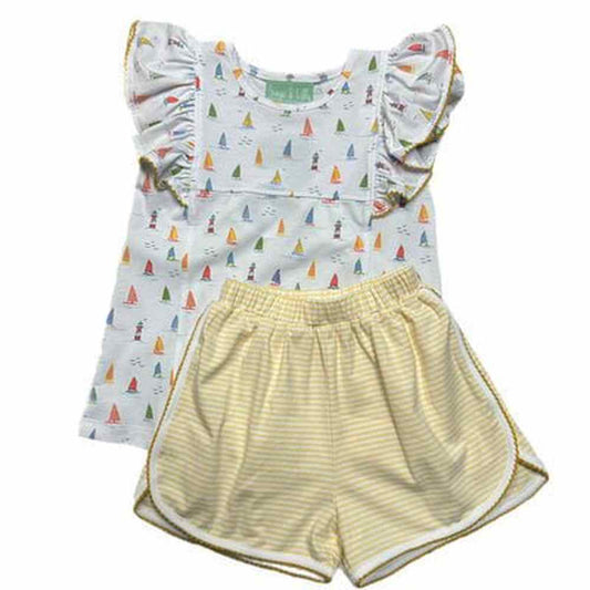 Sage & Lilly Sail Away Ruffle Sleeve Short Set babysupermarket