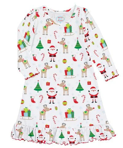 Sara's Prints White Christmas Long Sleeve Nightgown