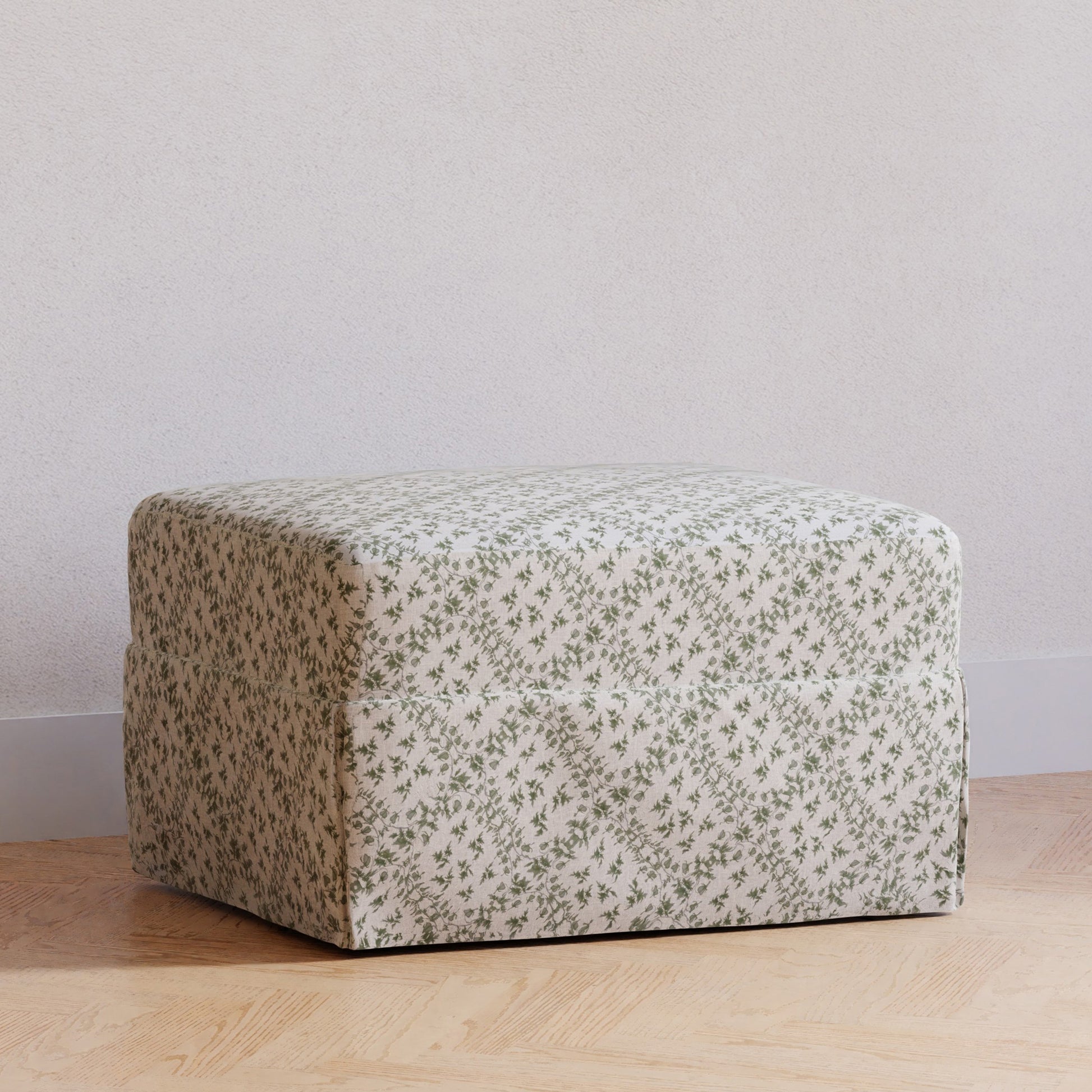 Namesake Ottomans Green Lattice Performance Eco-Weave Sarah Flint x Namesake Crawford Gliding Ottoman in Eco-Performance Fabric | Water Repellent & Stain Resistant