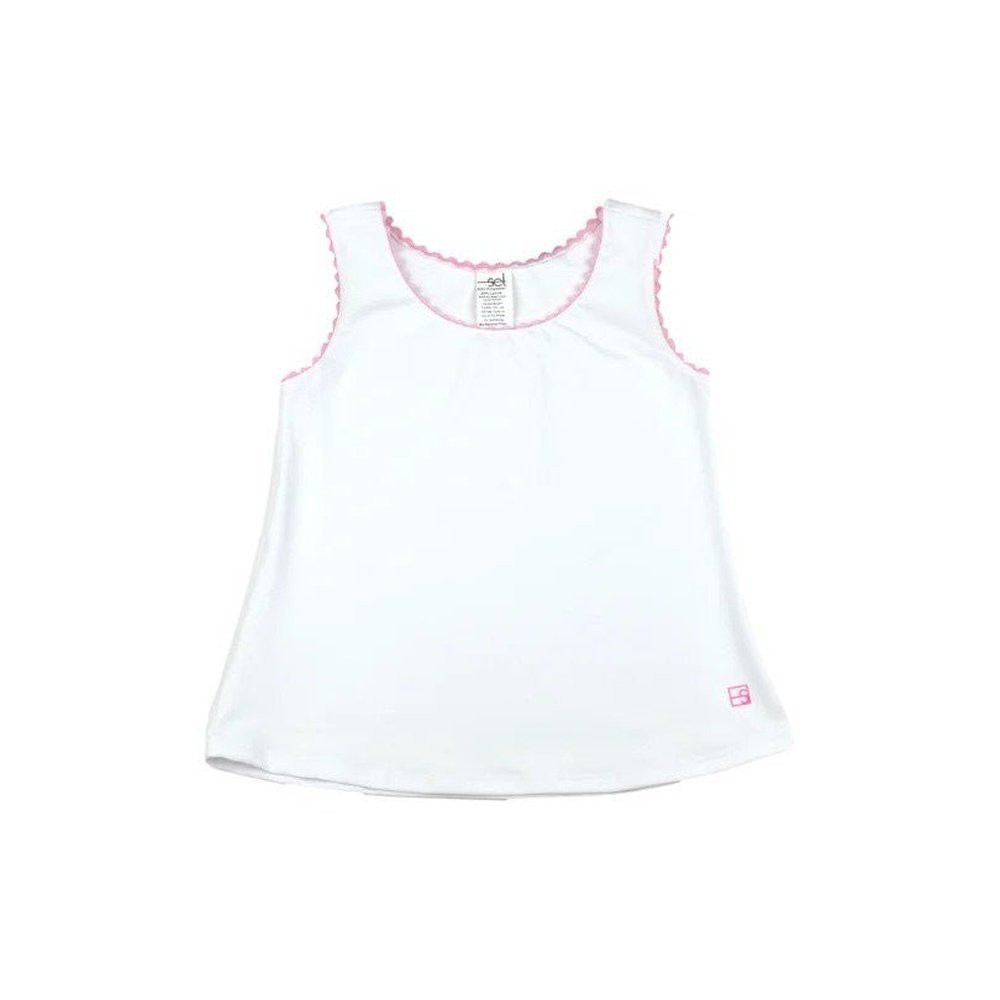 SET Athleisure Riley Razor Tank White Pink Ric Rac