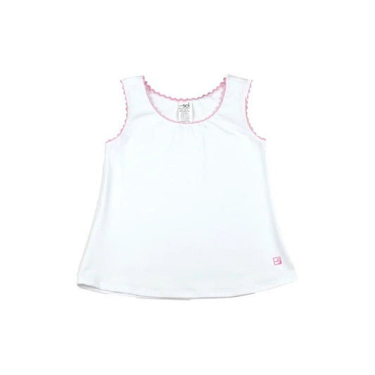 SET Athleisure Riley Razor Tank White Pink Ric Rac