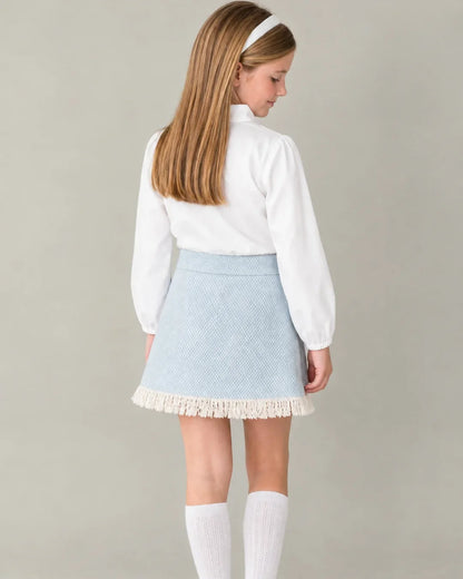 Lullaby Set Girls Play Sets Set Proper Kensington Fringe Skirt - Blue River Tweed