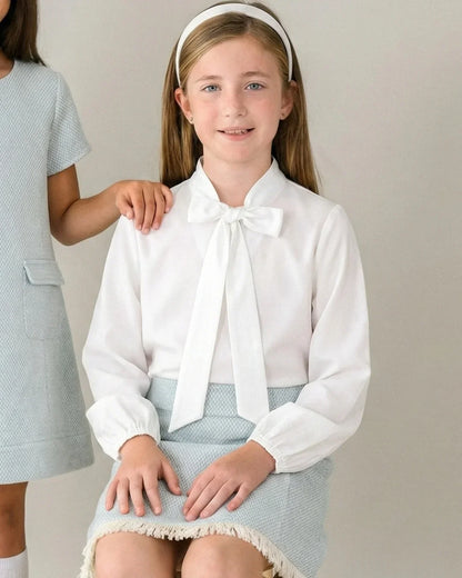Lullaby Set Girls Play Sets Set Proper Kensington Fringe Skirt - Blue River Tweed