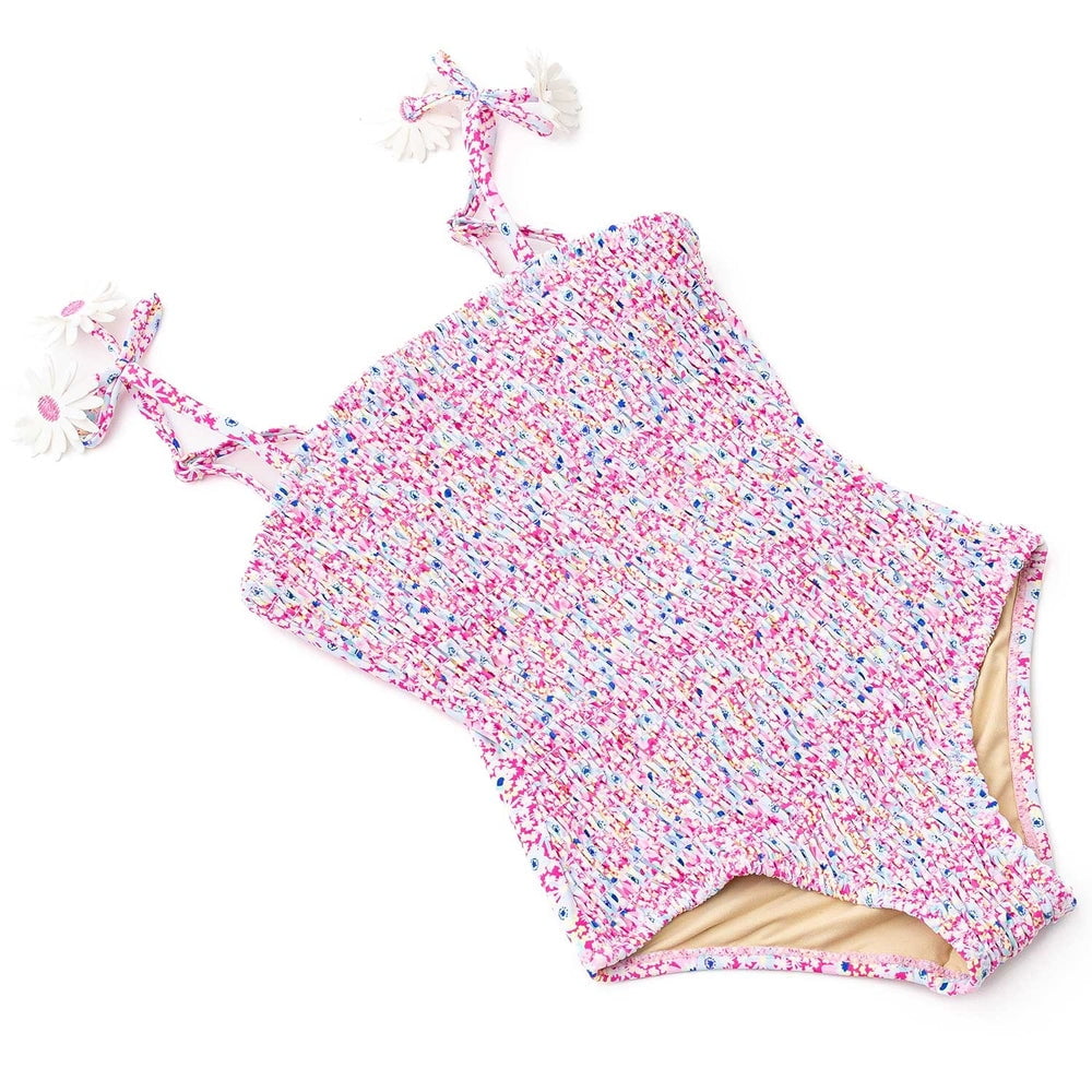 Shade CrittersShade Critters Girls Electric Ditsy Smocked One Piece SwimsuitBabysupermarket