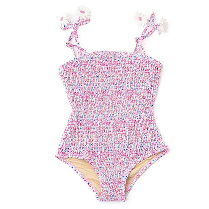 Shade CrittersShade Critters Girls Electric Ditsy Smocked One Piece SwimsuitBabysupermarket