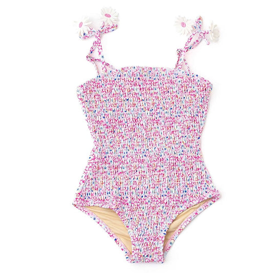 Shade CrittersShade Critters Girls Electric Ditsy Smocked One Piece SwimsuitBabysupermarket