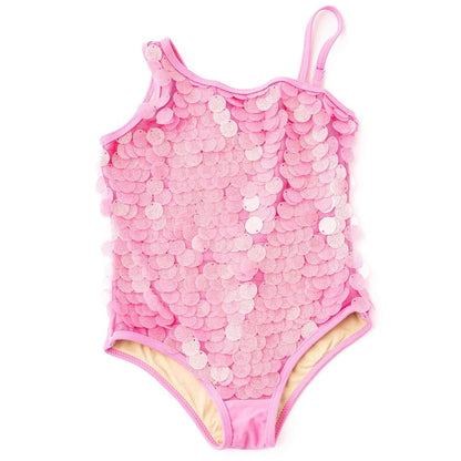 Shade CrittersShade Critters Girls Pink Paillettes One Shoulder SwimsuitBabysupermarket