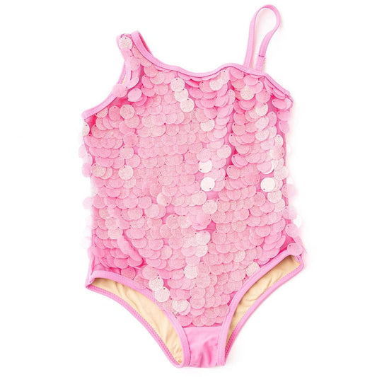 Shade CrittersShade Critters Girls Pink Paillettes One Shoulder SwimsuitBabysupermarket