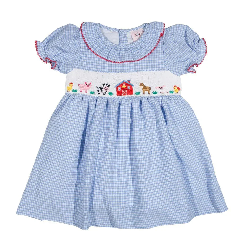 Shop Teeta Girls Dresses Blue / 12 Mo Shop Teeta Girls Dress - E-I-EI-O