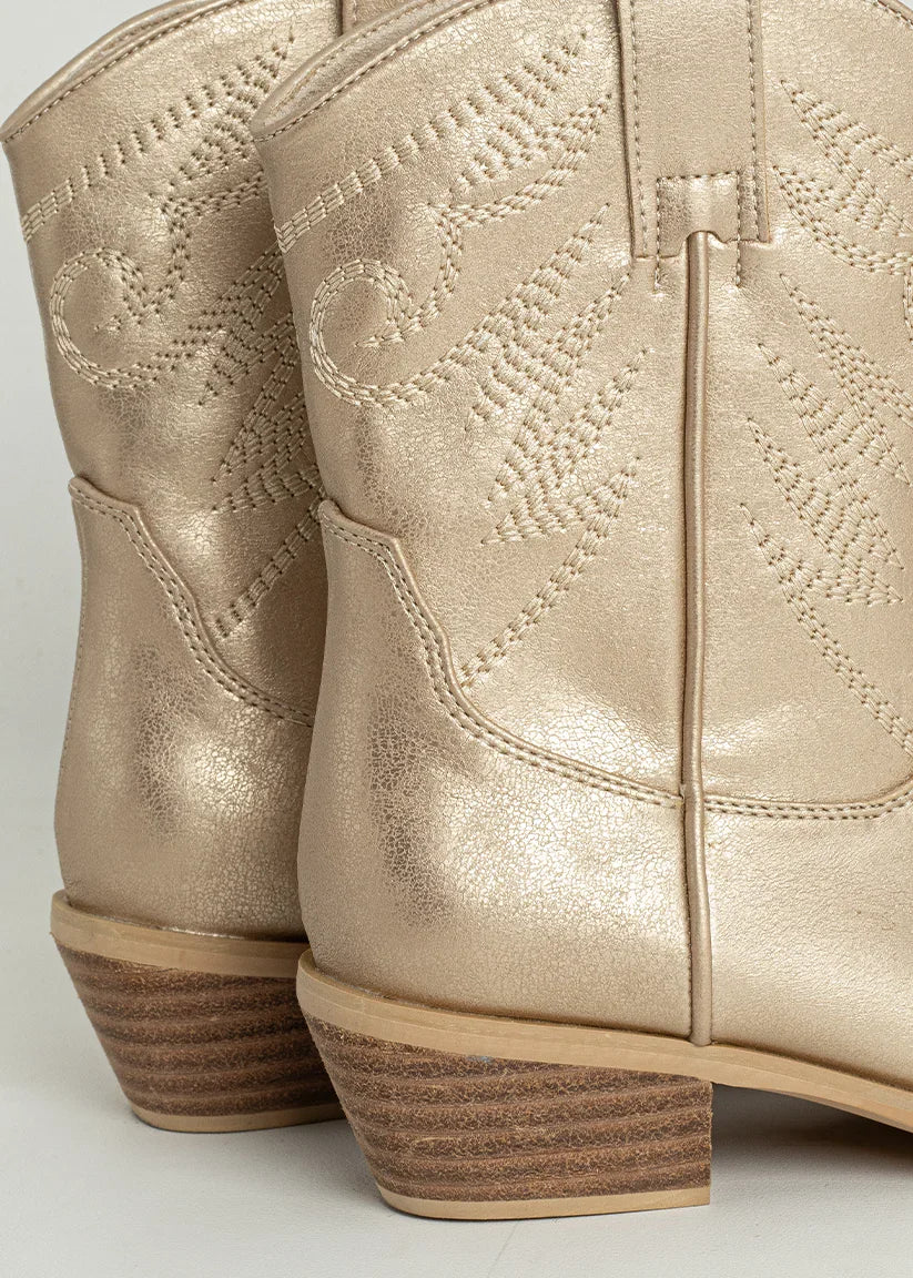ShuShop Girls Shoes ShuShop Girls Zahara Mini Metallic Western Boot - Golden