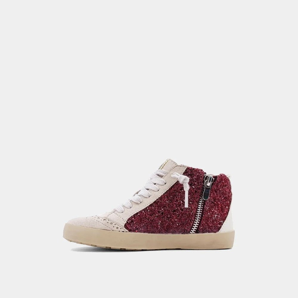 ShuShop Apparel & Gifts ShuShop Paulina Kids Dark Red Glitter Hi-Top Sneaker